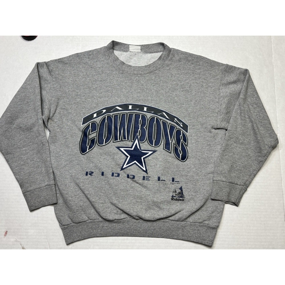 Vintage 90s Dallas Cowboys Sweatshirt Riddell NFL Crewneck‎ Gray USA L